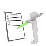 Illustration of a man writing a testimonial or review